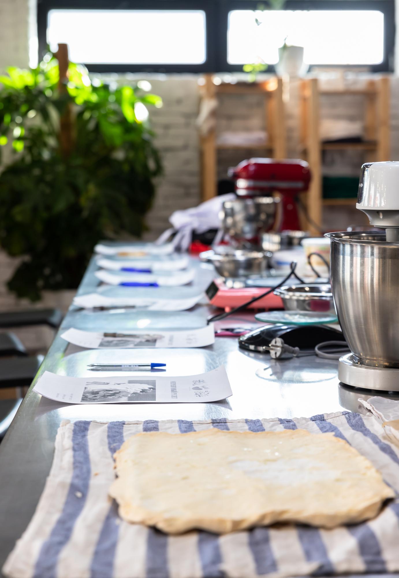 Workshop kitchen with tools laid out on table